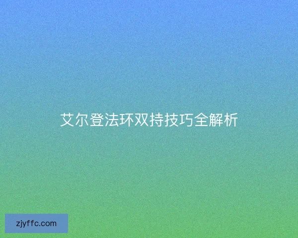 艾尔登法环双持技巧全解析